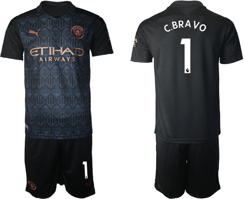 Men 2020-2021 club Manchester City away #1 black Soccer Jerseys->manchester city jersey->Soccer Club Jersey